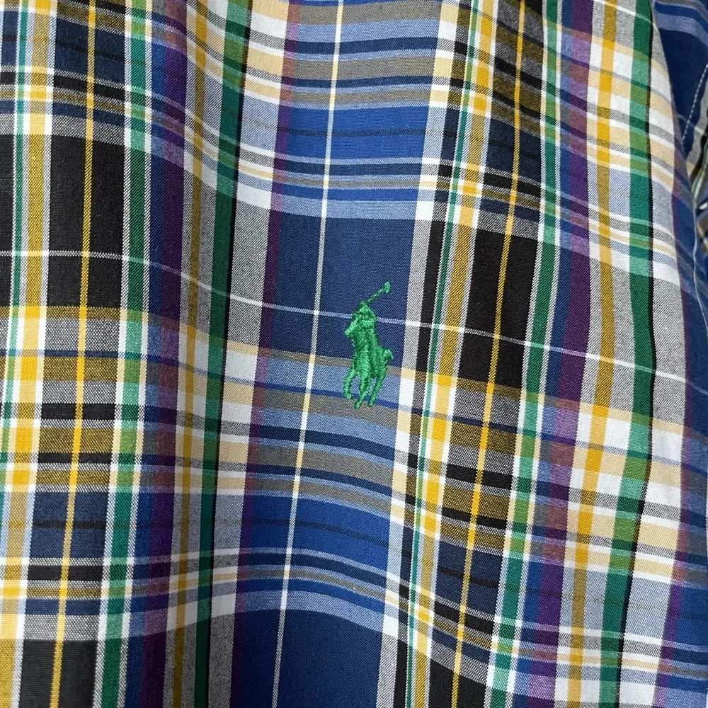 Ralph Lauren Men’s Large Plaid 100% Cotton Classic Fit Long Sleeve Button